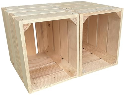 2er Set Holzkiste Klein Aus Holz - massive Weinkisten Vintage 25 x 20 x 30 cm - Holzbox Für Aufbewahrung, Holzregal - Robuste Obstkisten & Apfelkisten - Deko Kiste Für Küche, Wohnzimmer - Kiste Natur