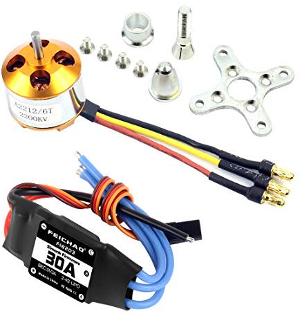 FEICHAO 4Pcs A2212 2200KV Bürstenloser Motor mit 6T + 30A Halterung ESC-Controller für Multikopter-Fernbedienungs-Quadcopter (1Piece Motor + 30A ESC)