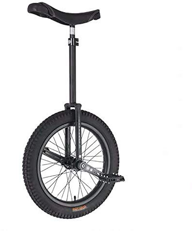 QWEASDF Einrad 19 Zoll höhenverstellbar Sattelstütze Balance Radfahren Heimtrainer Fahrrad mit Skidproof Mountain Reifen + Einradständer für Anfänger und Profis Unisex