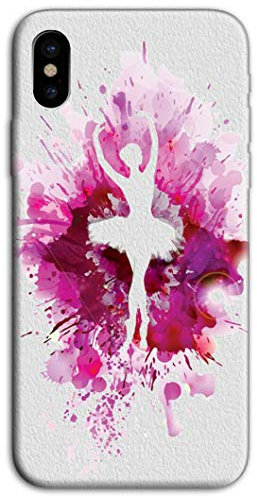Mixroom - Cover Custodia Back Case in TPU Silicone Morbido per Apple iPhone X Fantasia Ballerina Schizzi Fucsia Z422