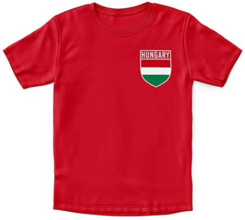 Hungary Football Shirt Kids - Boys Hungary Flag Badge Retro T Shirt - Football Country European 2021 Supporters Gifts For Kids - 2020 Hungarian Tournament Footy Soccer Top, 9-11 Years, Red