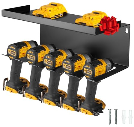 Iron Forge Tools Power Drill Organizer for Garage - Metal Tool Organizer, 5 Drill Charging Station Great Workshop Organization and Storage Gift for Men