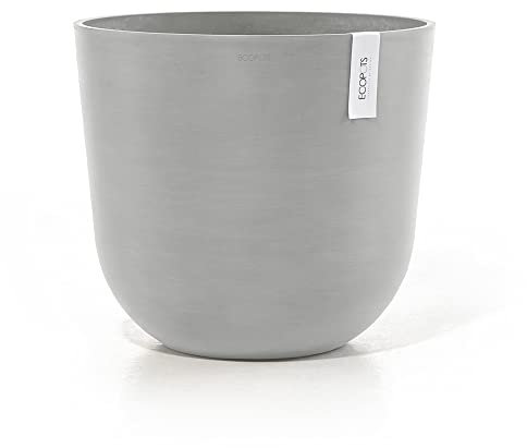 ECOPOTS Ashortwalk Pflanztopf Oslo Bell aus recyceltem Kunststoff (Ø 25cm x H 21,8cm) (weißgrau) Blumentöpfe für den Außenbereich | Wetterfeste Blumentöpfe (Weiß Grau, 46.6 x 45 x 39.2 cm)