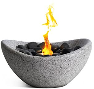 NORDHAUS Tisch-Feuerschale - Inklusive ausziehbaren Spießen zum Braten von Marshmallows und zur Herstellung von Smores - Rauchlose Beton-Tisch-Feuerstelle perfekt für den Innen- und Außenbereich