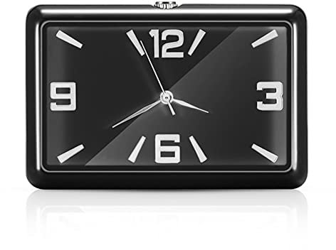 Auto Armaturenbrett Uhr,MoreChoice Mini Quarzuhr Tragbare Quarz Analoguhr Universal Pocket Mini Digitaluhr Auto Innenraum Ornamente Auto Innendekoration Uhr,Schwarz