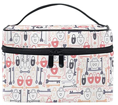 Key Lock Cartoon Cosmetic Bag Organizer Zipper Makeup Bags Pouch Toiletry Case for Girl Women