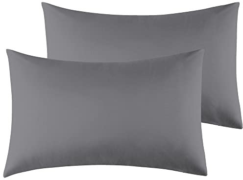 Kissenbezug 40x70cm 2er Set - Kopfkissenbezug Mikrofaser Premium Superweicher - Kissenhülle 40x70cm - Dunkelgrau