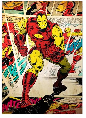 Displate Offiziell Marvel MetallPoster Magnetische Befestigung Inklusive Lizenziert Bilder Hochwertiges Poster Marvel Silver Age - Iron Man Poster 45 cm x 32 cm