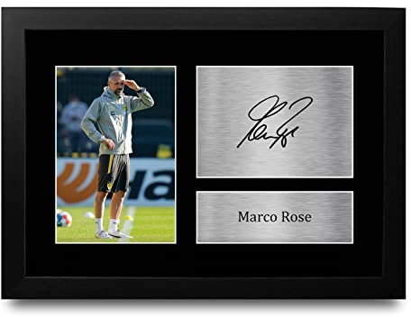 HWC Trading FR A4 Marco Rose Borussia Dortmund Geschenke Gedrucktes Signiertes Autogramm Foto für Fußball Anhänger and Fans - A4 Framed