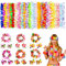 72 STK Hawaii Ketten Set Einschließlich 36 Stücke Blumenkette, 12 Stücke Stirnbändern und 24 Stücke Armbändern, Hawaii Outfit Halsketten Deko für Maui Luau Aloha Lilo Tropische Mottoparty Beachparty