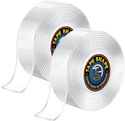 VL 2 Packs Double Sided Heavy Duty Nano Adhesive Sticky Pads Strong Wall Tape Reusable Washable Clear Mounting Tape Gel Grip Kitchen Party Photos Poster Carpet Glue (Thickness 1mm, Length 1m)