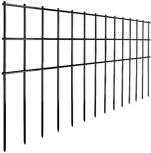 Getlay Tier-Absperrzaun, 7,6 m (L) x 38,1 cm (H), 10 Stück, schwarz, kein Grabenzaun, rostfreier Metallzaun für Hund, Kaninchen, unterirdischer dekorativer Gartenzaun, Hundegrababschreckung für den