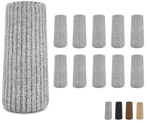 48 Pcs Grey Premium Chair Leg Socks Protectors for Hardwood Floors - Do not Easily Fall Off - Very Easy to Put on - Fits All Leg Shapes - High Elastic Bar Stool Leg Covers - Furniture Pads