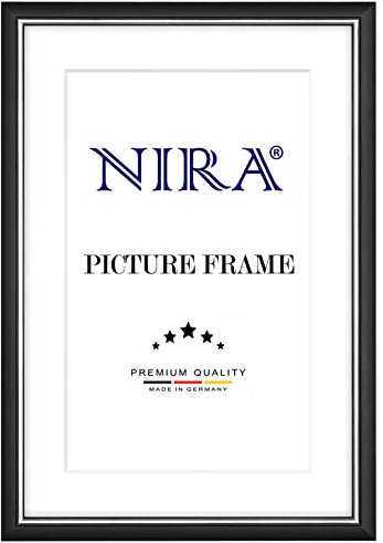 NiRa Cadre photo en bois massif 80 x 120 cm en Noir Argenté | Taille sélectionnable | Cadre pour affiches | Puzzle | collage de photos HD064