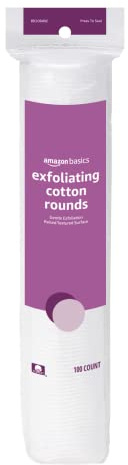 Amazon Basics Exfoliating Makeup Remover Cotton Rounds, Dual-Sided Textured, 100 Count