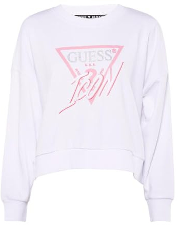 GUESS Sweat Blanc/Rose Femme Icon