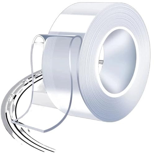 AYAZER 1M/2M/3/5M Nano Tape Doppelseitiges Klebeband Transparent NoTrace Wiederverwendbares Wasserdichtes Klebeband Reinigbar Home gekkotape 1mm (Color : 0.5M, Size : 20mm)