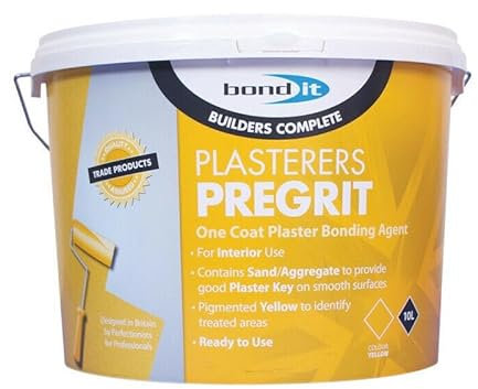 Bond It Plasterers Pregrit Internal Plaster Yellow Grip Coat Bonding Agent Pale Yellow Liquid 10 Litres