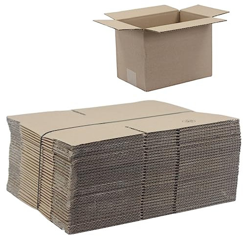 gouveo 100er Set Faltkartons 230 x 154 x 166 mm - Versandkartons einwellig für den Warenversand - Kleine Kartons für Verpackung, Versand, Transport, Aufbewahrung