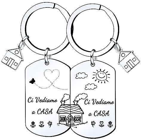 Lumengqi 2 Confezioni per Portachiavi Casa Unisex Portachiavi Ci vediamo a Casa per Coppia in Acciaio Inox Ciondolo Casa Casetta Carina Chiavi regalo di inaugurazione della casa per moglie marito