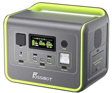 FOSSiBOT F800 Station électrique portable, générateur solaire 512 Wh avec LiFePO4, 800 W (Surge 1600 W) sorties CA/ondes sinusoïdales 230 V, charge rapide 1,5 heure, groupe électrogène de secours