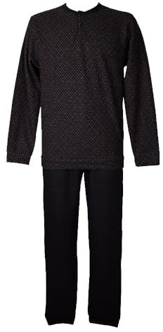 RAGNO Pigiama Uomo Invernale Eco Pile Punto Milano Collo Serafino Maglia e Pantaloni con Polsini Articolo U780N1, 139F Fantasia Notte, Taglia 48