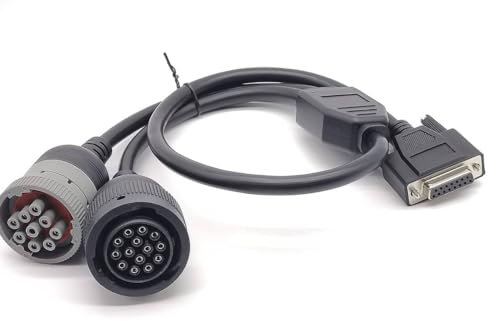 Elecbee DB15 Female To Cat 9-Pin Male And 14-Pin Female J1939 Y Cable Truck Diagnostic Tool 70cm