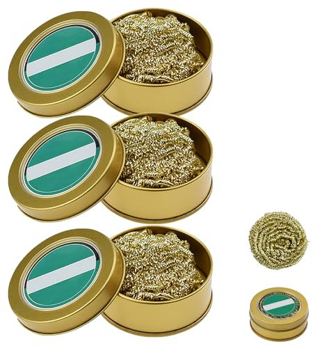 Lötspitzenreiniger Lötkolben Spitzenreiniger Messing-Spitzenreiniger-Kit,Weich Gewickelte Messing-Spitzenreiniger-Kit Reinigungsdraht Scrubber Reiniger lötkolben reiniger und Halter (3 Stück)