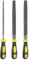 sourcing map Juego de 3 limas de metal de 8 pulgadas, acero de alto carbono, doble corte medio, medio redondo, plano, redondo, con mango de plástico para desbarbar y quitar material