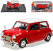 Motormax Morris Mini Cooper altes Ur Modell Rot mit weißem Dach 1959-2000 1/18 Modell Auto