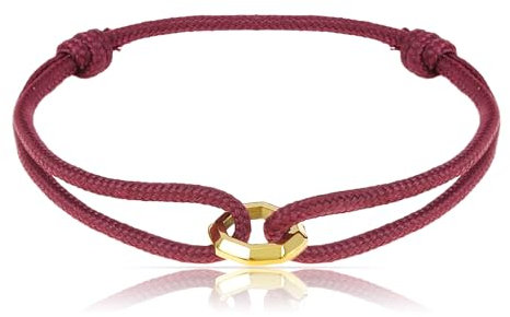 Made by Nami Surfer-Armband Herren & Damen • Segeltau Armband • Handgemacht & Geflochten • Maritimes Armband • Minimalistisches Armband • 100% Wasserfest & verstellbar • Partner Armband (Rot Gold)