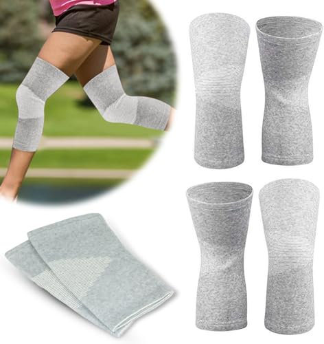 Zinueen Ginocchiera da donna in bambù, per uomini e donne, 4 pezzi, compressione per pallavolo, allenamento, artrosi e sport, maniche al ginocchio (M)
