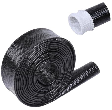 Fourub Heat Resistant Wire Sleeve, Silicone Fiberglass Wire Cable Sleeve, Soft & Flexible (Up to 380°F), Black (3/8 ID, 15Ft)