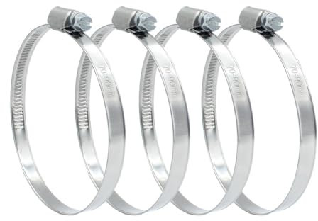 HZXINYI Hose Clips 4 Pcs 304 Stainless Steel Hose Clamps Adjustable Hose Clamps Metal Clamps Worm Gear Driven Hose for Fixing Hose and Tube 9mm Wide Adjustable Range 50-70mm/70-90mm Silver