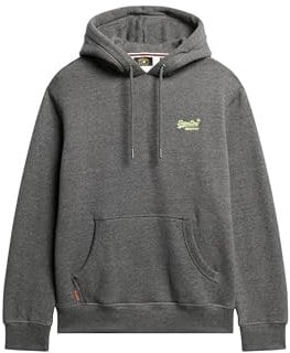 Superdry Herren Essential Hoodie mit Logo Karbongrau Meliert L