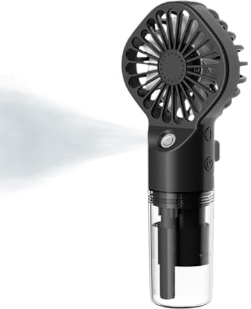 Huayeex Tragbarer Handventilator Mit Wassernebel, Ventilator kleins Mit Wasser, Nebelventilator Hand, Wasserventilator Mit 4 Geschwindigkeiten, USB Handsprühventilator, Für Büro, Reise Und Camping