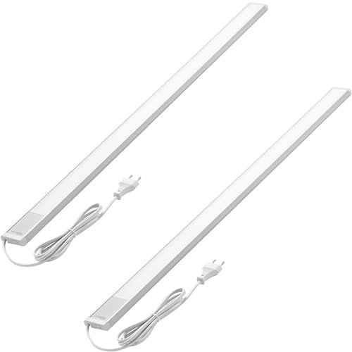 Oktaplex 2er Set Riva Unterbauleuchte Küche LED flach warmweiß 90cm 1110lm Küchenlicht mit Schalter 15W 230V Unterschrankleuchte silber