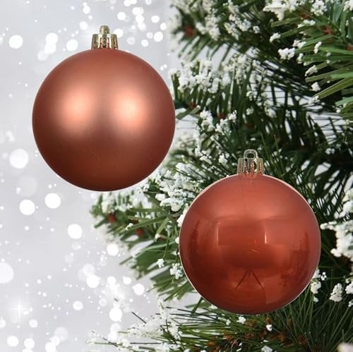 24 Orange Christmas Baubles - Spiced Pumpkin Decorations - Tree Hanging Ornaments - 60mm 6cm Matte Shiny Set - Autumn Halloween Ornaments