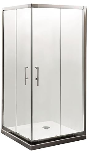 Balterley Corner Entry Shower Enclosure, Bar Handle Sliding Door, 6mm Toughened Safety Shower Glass Door, Glass Doors for Bathroom Showers, Enclosure for Showers - 785 x 785 x 1850mm (Chrome)