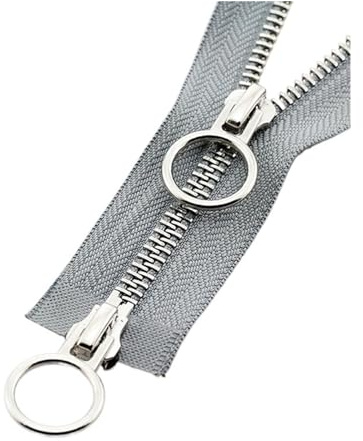 DUNSBY Cerniera Lampo Cremallera 1PC Zip Giacca con Cerniera Doppio cursore Cucito Fai da Te cursori Cerchio Accessori for Abbigliamento(Grey,70cm)