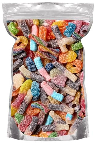 GRO VITS – Fizzy Pick & Mix Sweets Quality Jelly Sweets Classic Retro Candy Selection Assortment Fizzy Gummy Gift Bag for Gifting Children & Adults - 500g Pouch