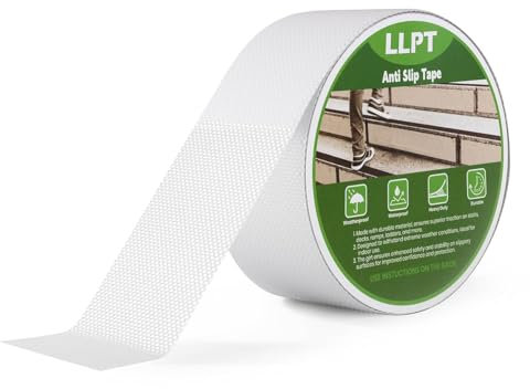 LLPT Grip Tape | Antirutsch Klebeband | für Treppen Leitern im Haus | Schwerlast Wasserdicht Innen | Rutschfeste Traktionsstreifen | für Badezimmerboden Stufen (ASC250PEVA) | Durchsichtig | 51mm x 5m