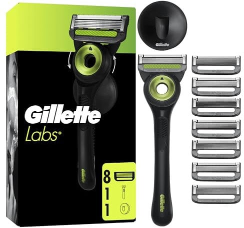 Gillette Labs mit Reinigungs-Element, Rasierer für Männer, 1 Handstück - 8 Klingen, mit magnetischer Dock