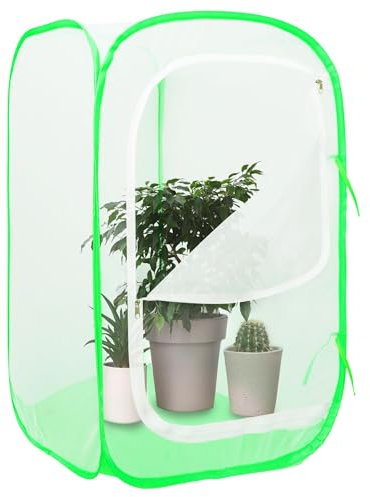 FCIHROSITCE Mesh Plant Tent Enclosure, Pop-Up Cage Plant Cover, Outdoor Garden Protection Guard for Pests, Bird, Pest (35 x 35 x 59 Inches)