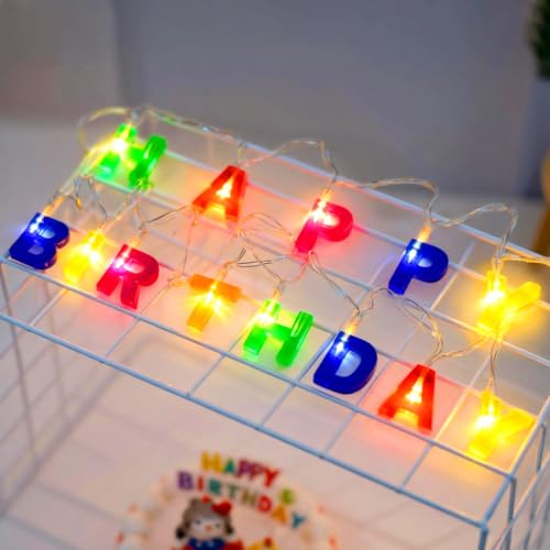 Wishstar Happy Birthday Lichterkette, Geburtstag Lichterketten Batteriebetrieben, Happy Birthday girlande, Dekorative Lichter für Kinderwagen, Fairy Lights für Deko Kindergeburtstag Party Dekoration