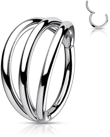 Stachelkleid Titan Ring Dreireiher Clicker Piercing Ohr Helix Tragus Medusa Daith Silber, 1 mm, 10 mm