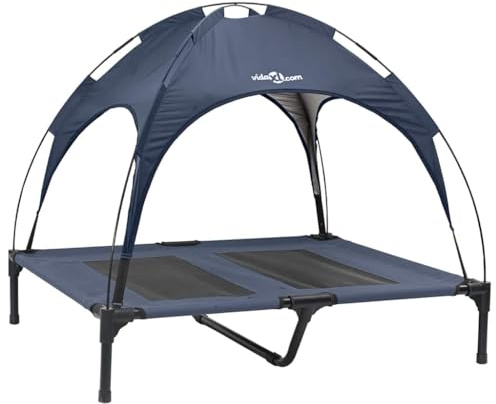 vidaXL Hundebett Marineblau l Stahl, Stylisches Hundebett, rechteckiger Haustier-Lounge, erhöhte Ruhezone, langlebig und praktisch!