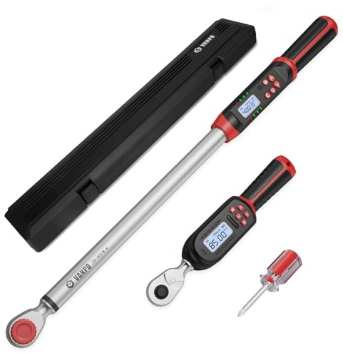 VANPO Clé Dynamométrique Numérique 3/8 4,2-85Nm & 1/2 20-400 Nm | Précision ±2%, Digital Torque Wrench, avec Réglage Bidirectionnel, Mémoire Préréglée, Avertisseur Sonore