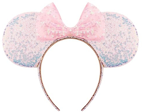 AQOKKA Mouse Ears Headbands with Bow Minnie Ears Cosplay Costume Hair Accessories for Women Birthday Party Decoration