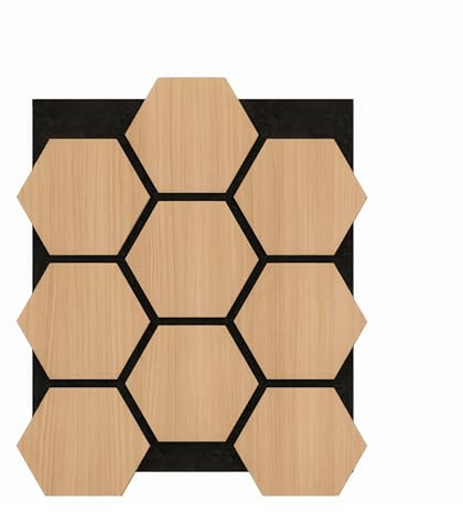 Akustikpaneele Hexagon aus Holz – 76×57 cm | Schalldämmende Wandpaneele für Büro, Kinderzimmer & Gaming | Einfache Montage & stilvolle Deko